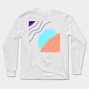 Orange blue watercolor abstract art design Long Sleeve T-Shirt